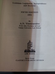 A.N. Yiannopoulos Louisiana Civil Law Property Coursebook 5th Edition 1991