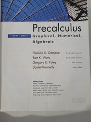 Precalculus Graphical, Numerical, Algebraic Eighth Edition Pearson School