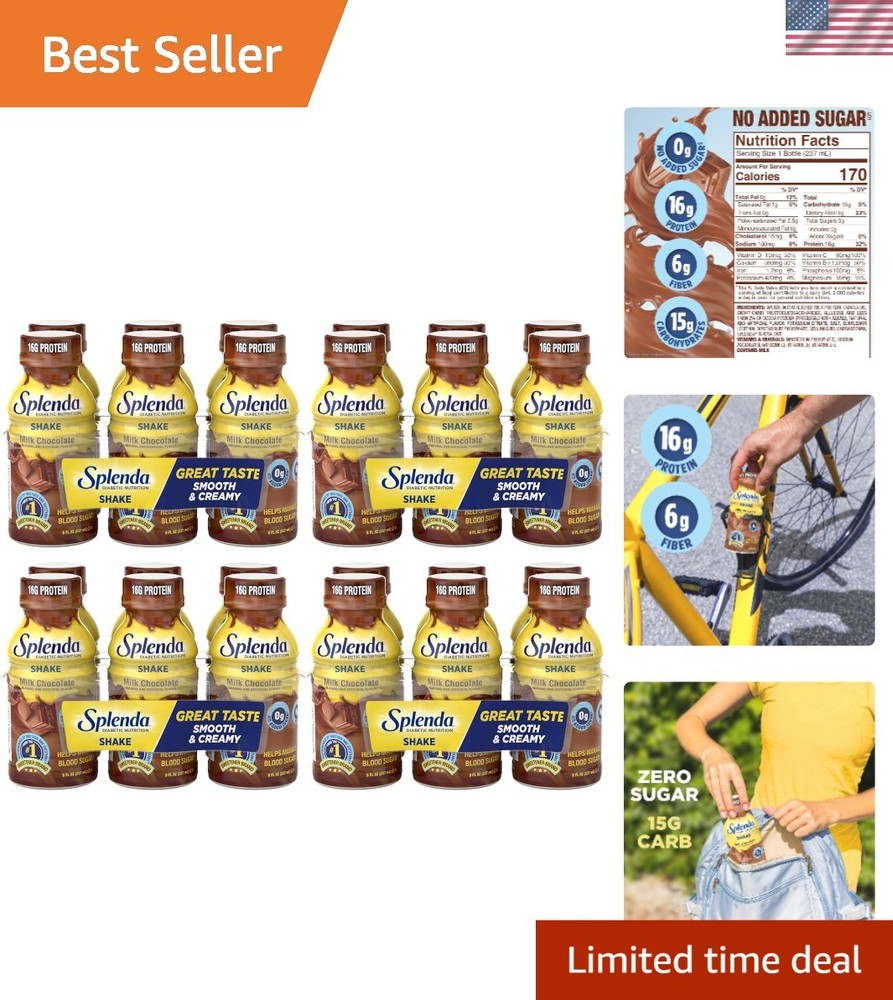 Diabetes Nutrition Meal Replacement Shake, Milk Chocolate, 8 Fl Oz – Pack of 24