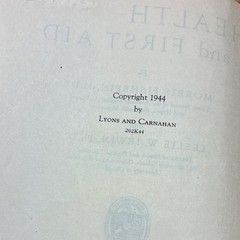 Health and First Aid Fishbein Irwin Lyons Carnahan 1944 Hardcover Illustrated