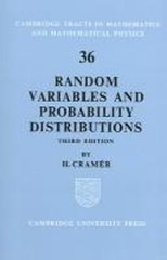 Random Variables and Probability Distributions Hardcover H. Crame