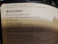 HOLY BIble, Zondervan, 2001, New International Version, ISBN 0-310-92616-5 GREAT