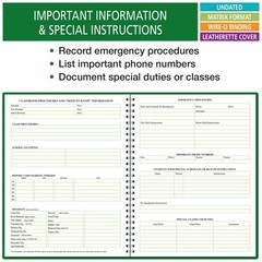 Green Lesson Plan And Grade Record Book 8.5 X 11 For Teachers 50 Students