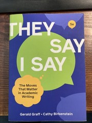 They Say I Say by Cathy Birkenstein and Gerald Graff (2021, Trade Paperback)