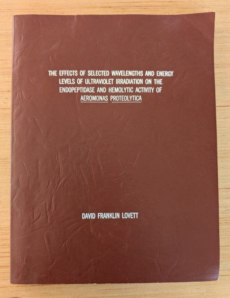 Effects Wavelengths Energy Levels Aeromonas Proteolytica by David Lovett 1972