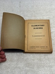 Rare & Vintage Paperback Elementary Algebra 192 Pages 1946 Cambridge Book Co.