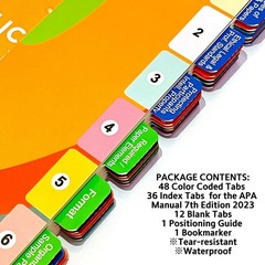 Durable Waterproof APA Manual 7th Edition Tabs with Easy Install Bookmark Guide