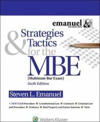 Emanuel Bar Review Ser.: Strategies and Tactics for the MBE (Multistate Bar…