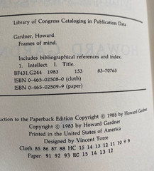 Frames of Mind : The Theory of Multiple Intelligence by Howard Gardner 1985 PB