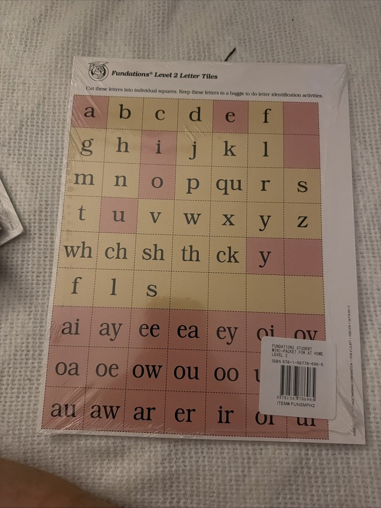 Wilson Fundations Students Mini-Packet Home Support Level 2 Letter Tiles Sealed