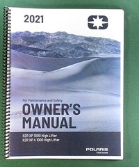 2021 Polaris RZR XP 1000 High Lifter Owner’s Manual: 188 pages & Clear Covers!