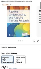 F.A. Davis Nursing Research Seventh Edition James A. Fain Paperback w/ Online R…