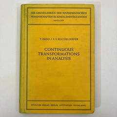 Continuous Transformations in Analysis T Rado P V Reichelderfer 1955 VTG HC Math
