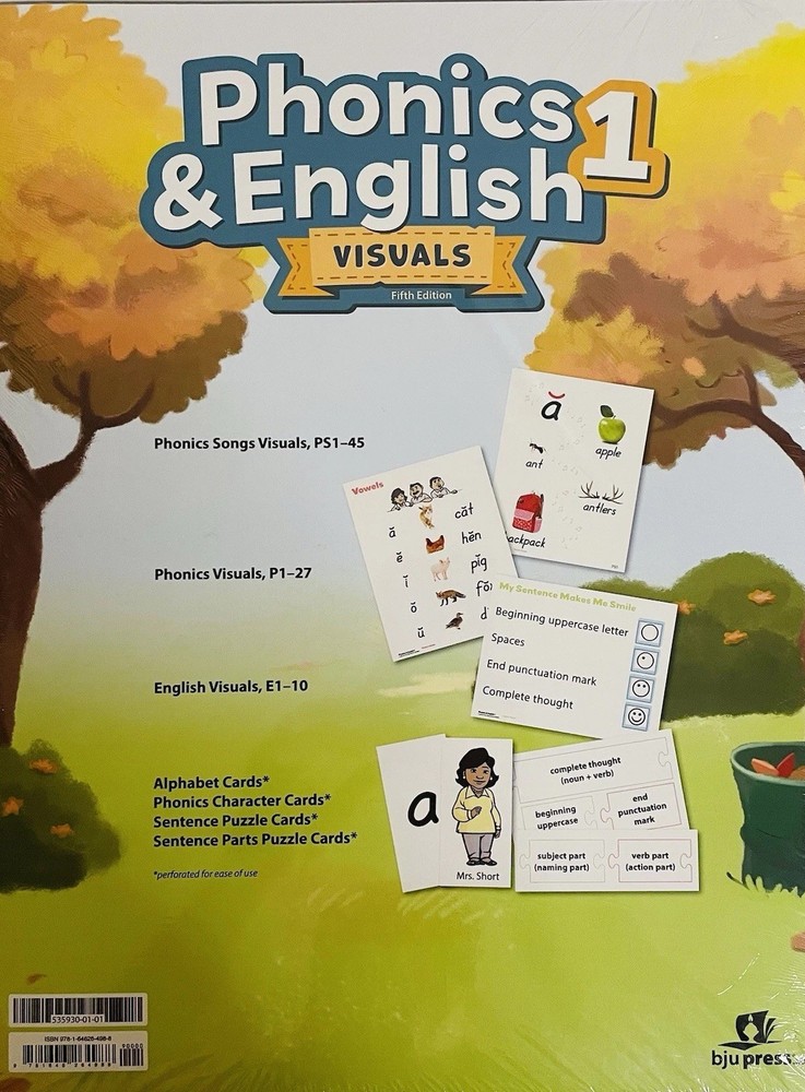 BJU Press Phonics & English 1 Visuals 5th Edition Teaching Aid Cards First Grade