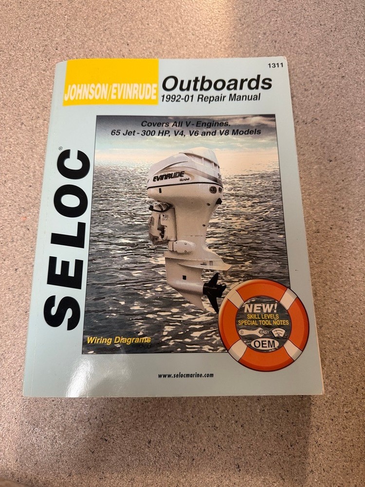 JOHNSON/EVINRUDE OUTBOARDS, ALL V ENGINES, 1992-01 By Seloc 1311 CLEAN