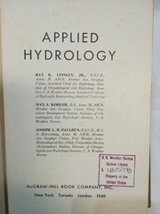 Applied Hydrology: McGraw-Hill Civil Engineering Series 1949