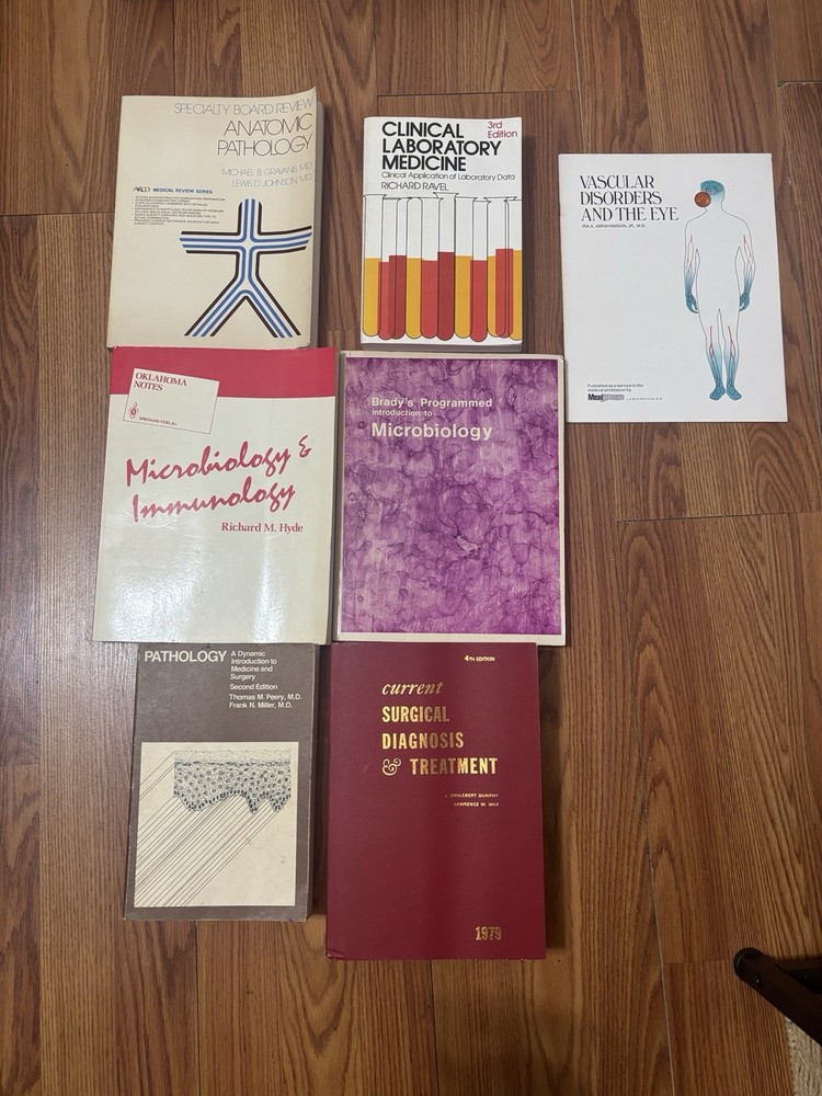 Vintage Medical Textbook Lot Pathology Microbiology Surgical Diagnosis Set Books