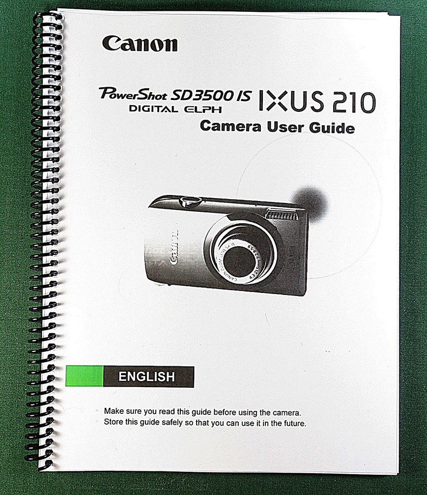 Canon SD3500 IS IXUS 210 Instruction Manual: 180 Pages & Protective Covers!