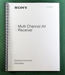 Sony STR-DG820 Instruction Manual: 108 Pages & Protective Covers!