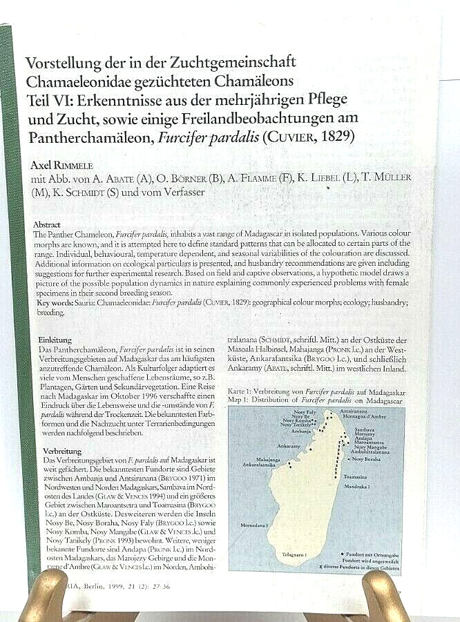 Panther Chameleon Breeding Care Presentation Pamphlet Illustrated ’99 IN GERMAN