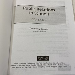 Public Relations in Schools 5th Edition Pearson 2011 Hardcover Theodore Kowalski