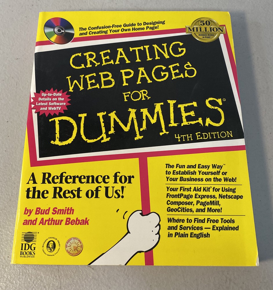 New Creating Web Pages for Dummies 4th Edition by Bud Smith CD-ROM