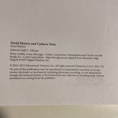 World History and Cultures Test and Map Project Book third ed