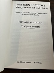 Western Societies : Primary Sources in Social History by R. M. Golden 2 Vol Set