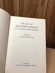 The Letters of Matthew Arnold to Arthur Hugh Clough OXFORD UNIVERSITY PRESS