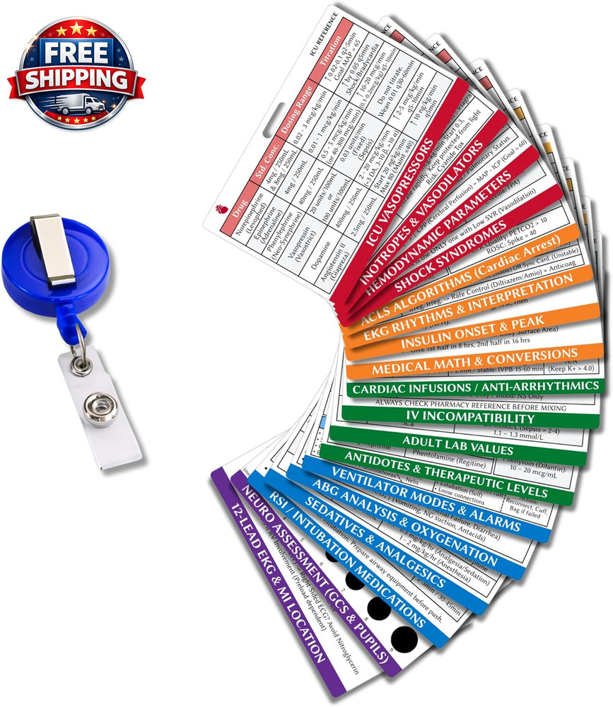 Intensive Care Nurse Essentials & RN Badge Buddy Reference Cards – Critical Care
