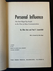 Personal Influence 1955 1st Edition Katz Lazarsfeld Sociology Mass Communication