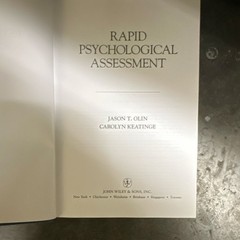 John Wiley & Sons Rapid Psychological Assessment by Olin & Keatinge Book 1998