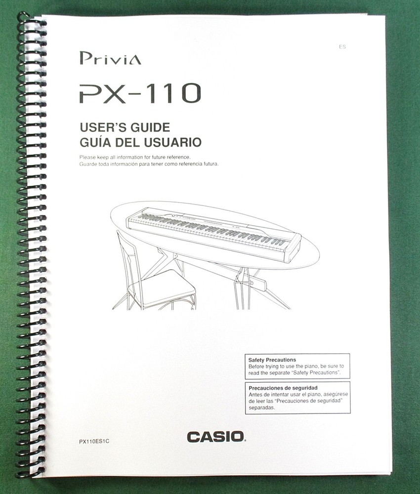 Casio PX-110 Instruction Manual: 32 Pages Coil Bound & Protective Covers!