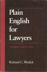 PLAIN ENGLISH FOR LAWYERS By Richard C. Wydick **Mint Condition**