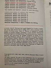 English Grammar and Composition by John E. Warriner (1986, Hardcover)