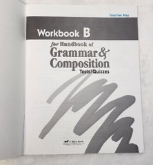 A Beka Book HANDBOOK Grammar & Composition Teacher TEST KEY Workbook B 43168006