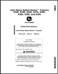 John Deere Tractors Manual: X330, X350, X354, X370, X380, X384, X390, X394