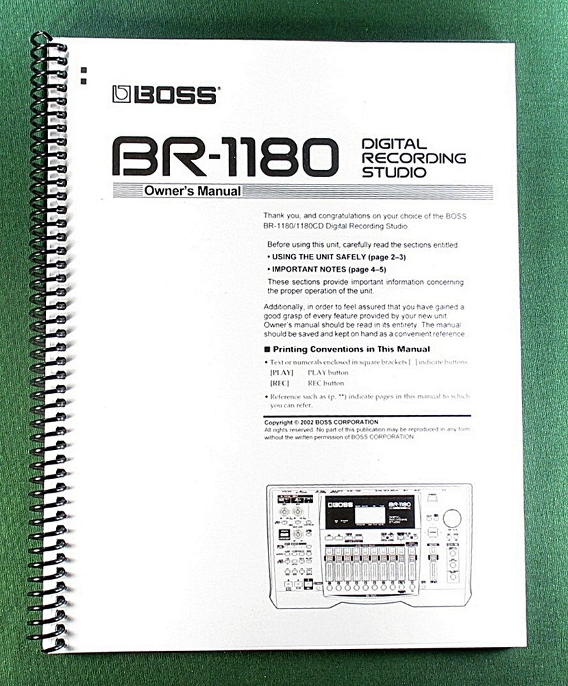 Boss BR-1180 / 1180CD Owner’s Instruction Manual: 192 Pages & Protective Covers!