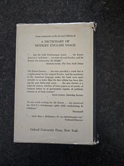 A Dictionary of Modern English Usage by Fowler, H. W., hardcover, VG W Dj 2nd Ed