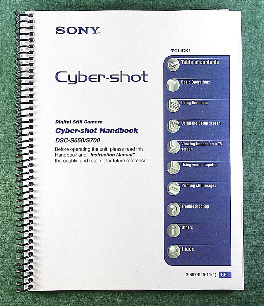 Sony DSC-S650/S700 Handbook Manual: Full Color 101 Pages & Protective Covers!