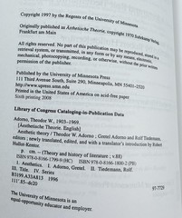 Aesthetic Theory Theodor W Adorno PB THL 88 Univ Minnesota Press 2008