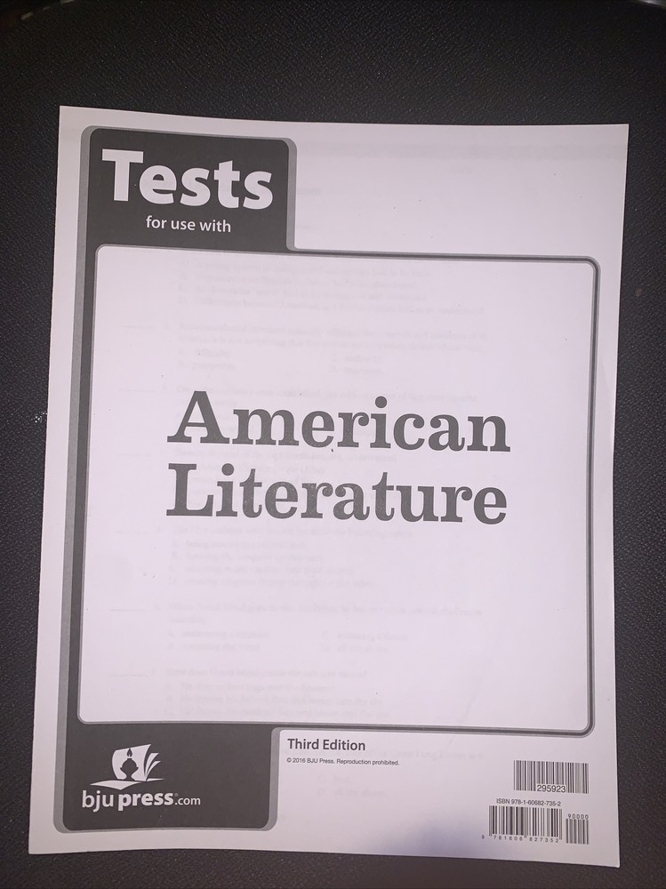 BJU Press American Literature Student Tests – Third Edition – LIKE NEW!