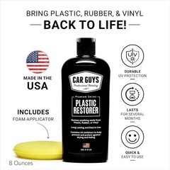 CarGuys Plastic Restorer 8oz Kit – Restore Faded Trim, Vinyl & Rubber w/ Applica