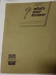 Teacher’s Manual for What’s your Answer 1968 Staple-Bound T1