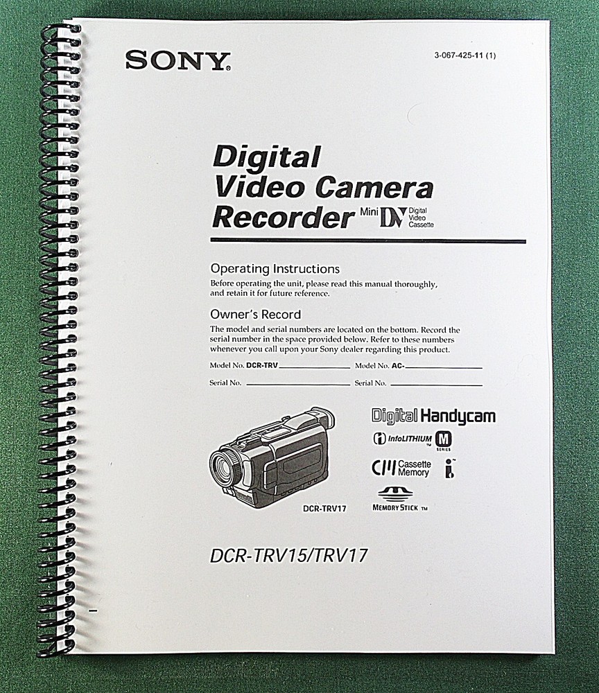 Sony DCR-TRV15 / DCR-TRV17 Instruction Manual: 180 Pages & Clear Covers!