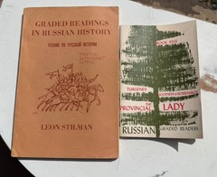 Lot of 2 Vintage Russian Language Learning Books Stilman Turgenev Reader