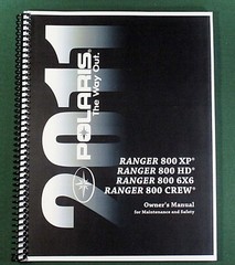 2011 Polaris Ranger 800 XP Owner’s Manual: 132 Pages & Protective Covers!