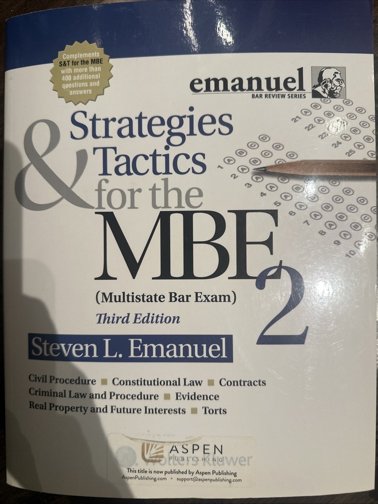 Bar Review Ser.: Strategies and Tactics for the MBE II by Steven L. Emanuel 2020