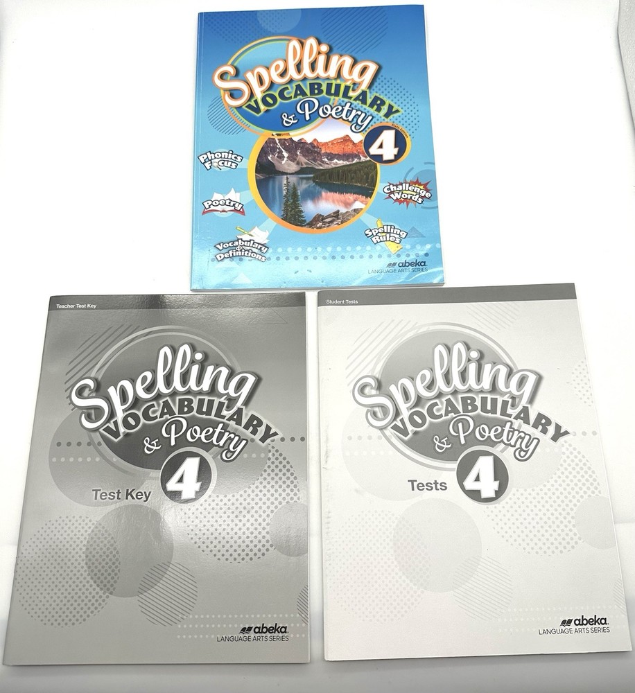 Abeka Spelling Vocabulary Poetry 4 Student Textbook Tests & Answers ~ A Beka NEW