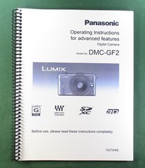 Panasonic Lumix DMC-GF2 Owner’s Manual: 218 Pages Full Color & Protective Covers